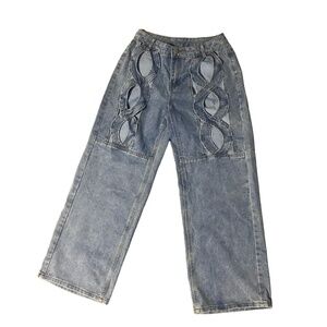 Area Like Twist Front Cut-Out Oversized Lowrise Jeans